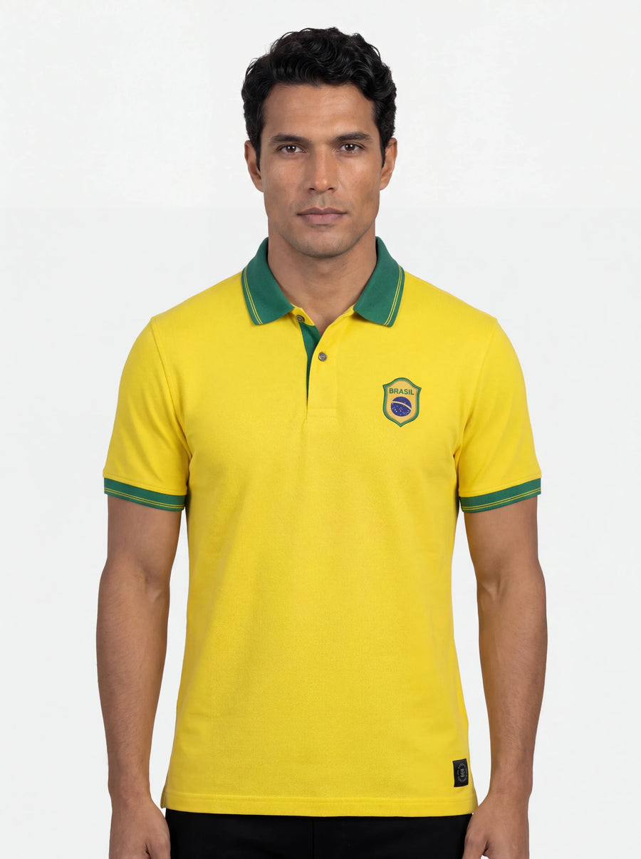 Brazil Seleção Yellow Polo Shirt — front view