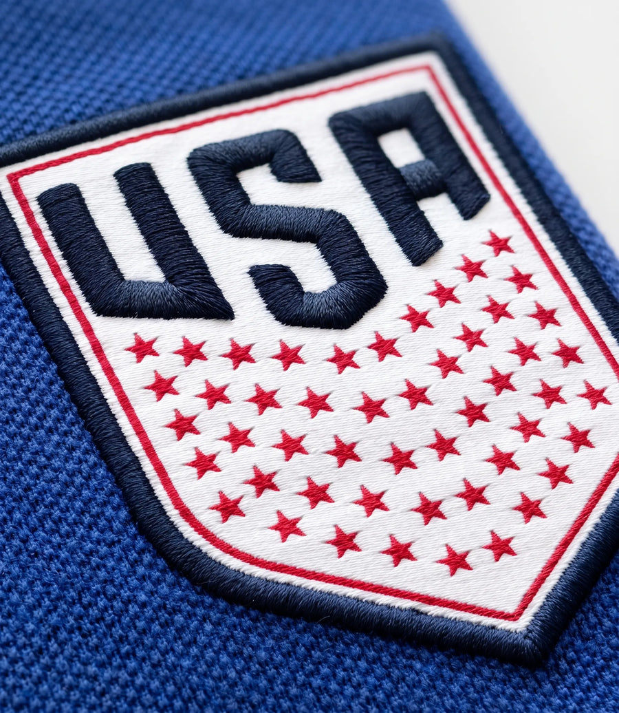USA USMNT Blue Polo Shirt — lifestyle view