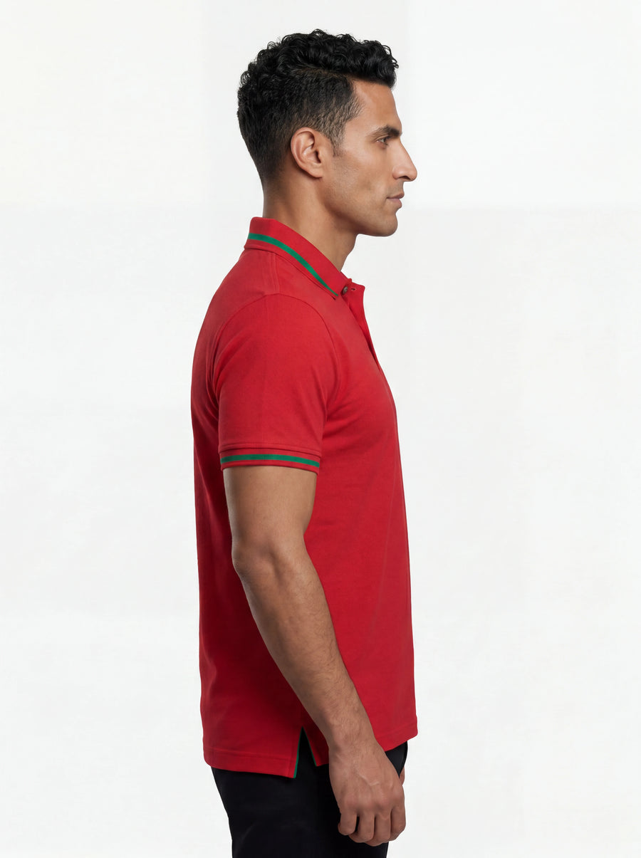 Morocco Atlas Lions Red Polo Shirt — side view