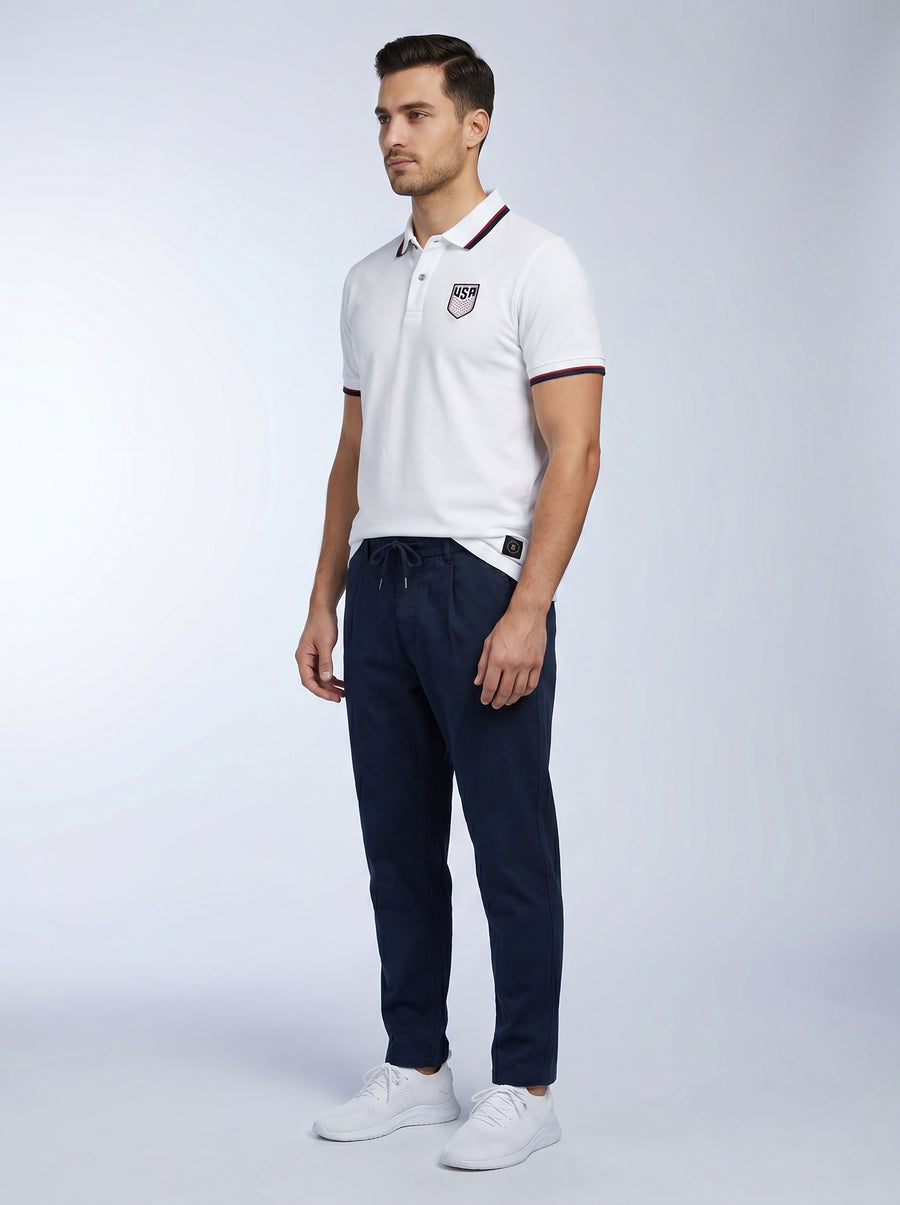 USA USMNT White polo shirt flat lay