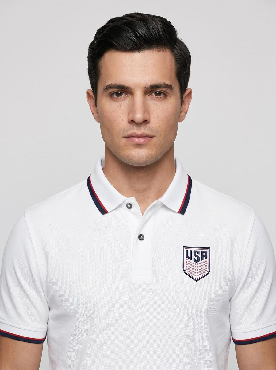 USA USMNT White polo shirt back view