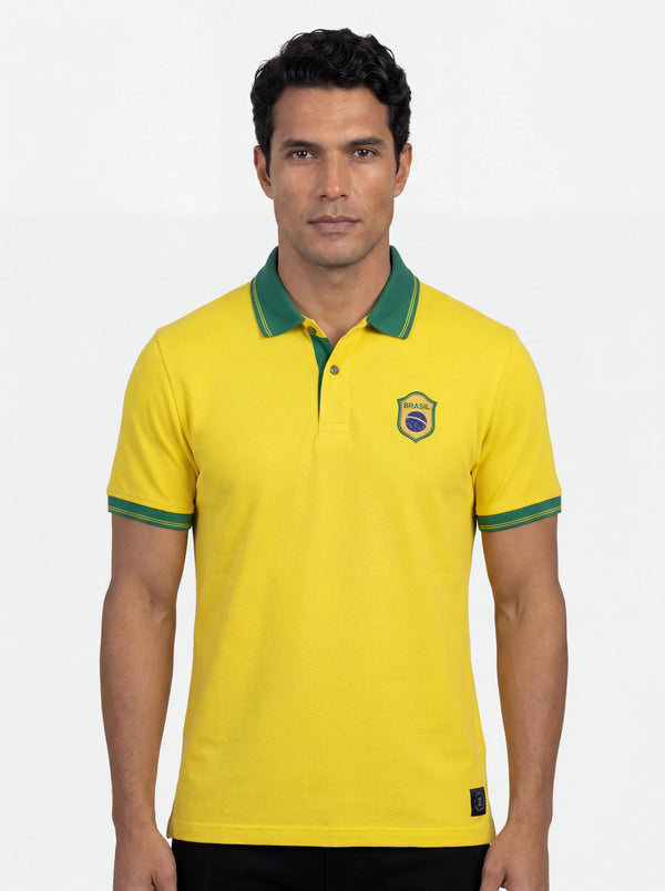 Brazil Seleção Yellow Polo Shirt — front view