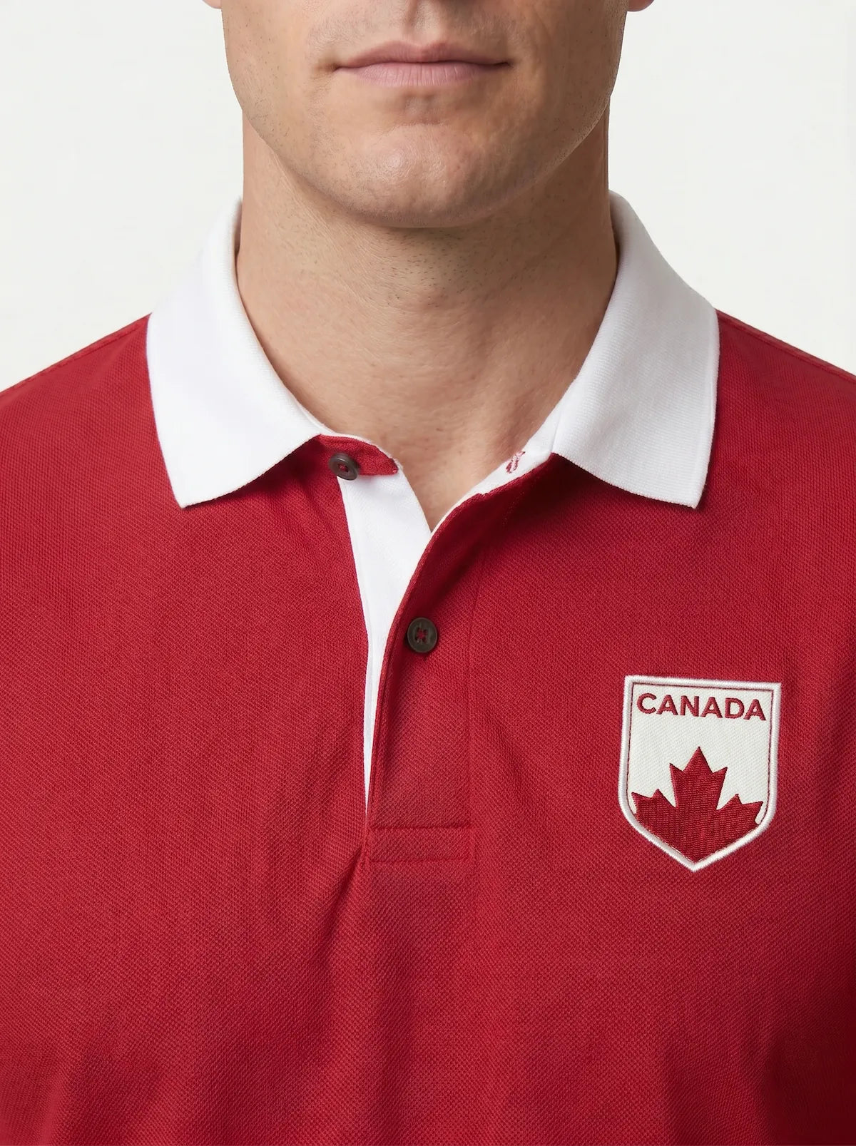 Canada Les Rouges Polo Shirt — collar and top detail view