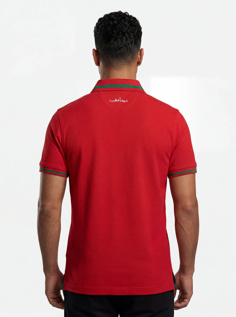 Morocco Atlas Lions Red Polo Shirt — back view