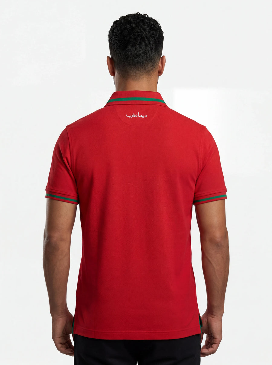 Morocco Atlas Lions Red Polo Shirt — back view