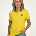 Brazil Seleção Yellow Polo Shirt — on-model view